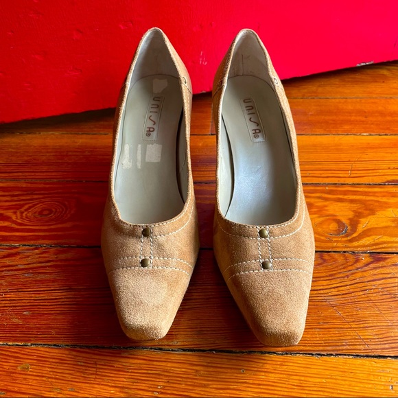 Unisa Camel Colored Suede Pumps, Square Toe, 8 - Picture 4 of 12